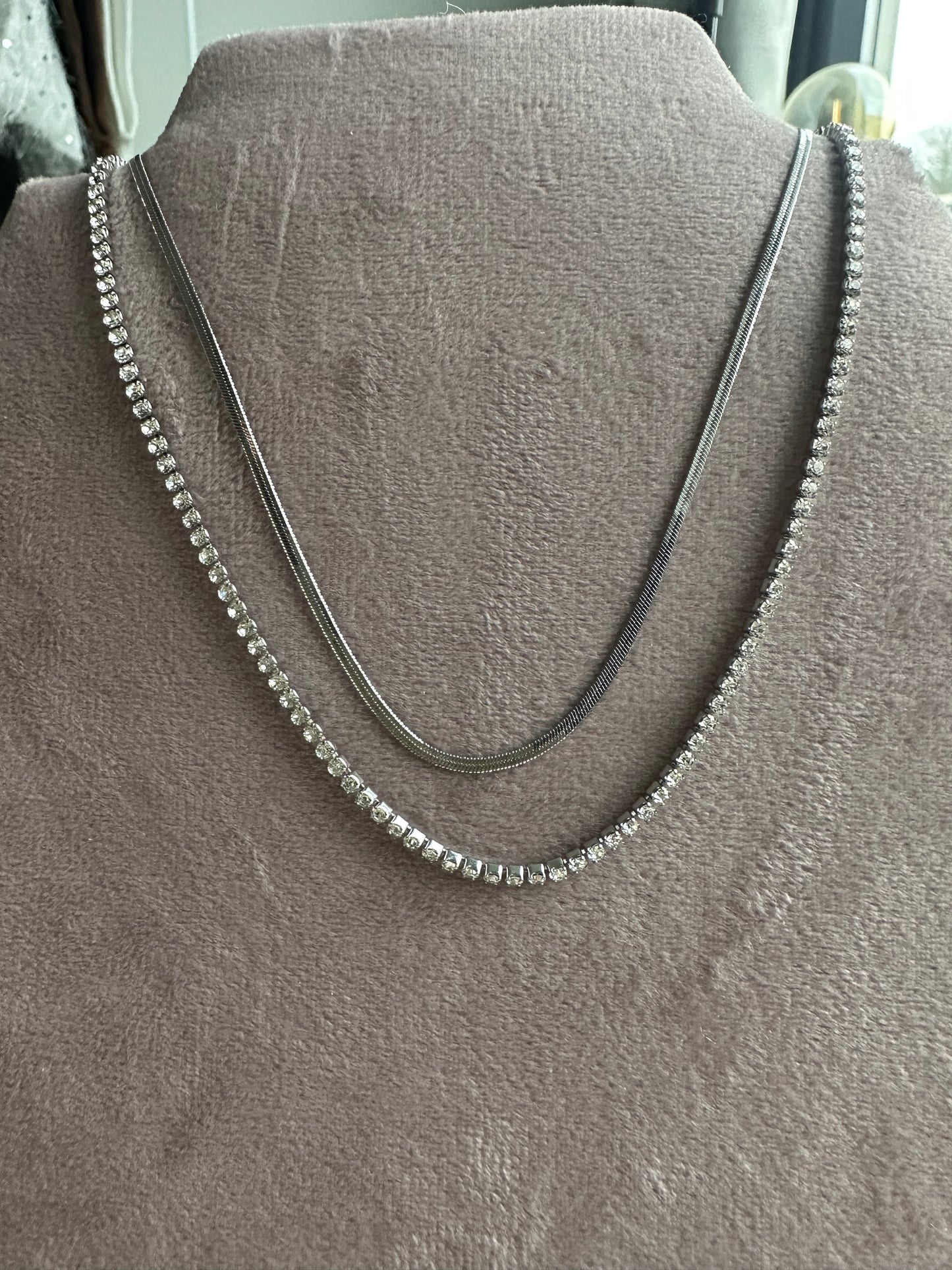 Dubbele ketting met strass