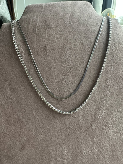 Dubbele ketting met strass